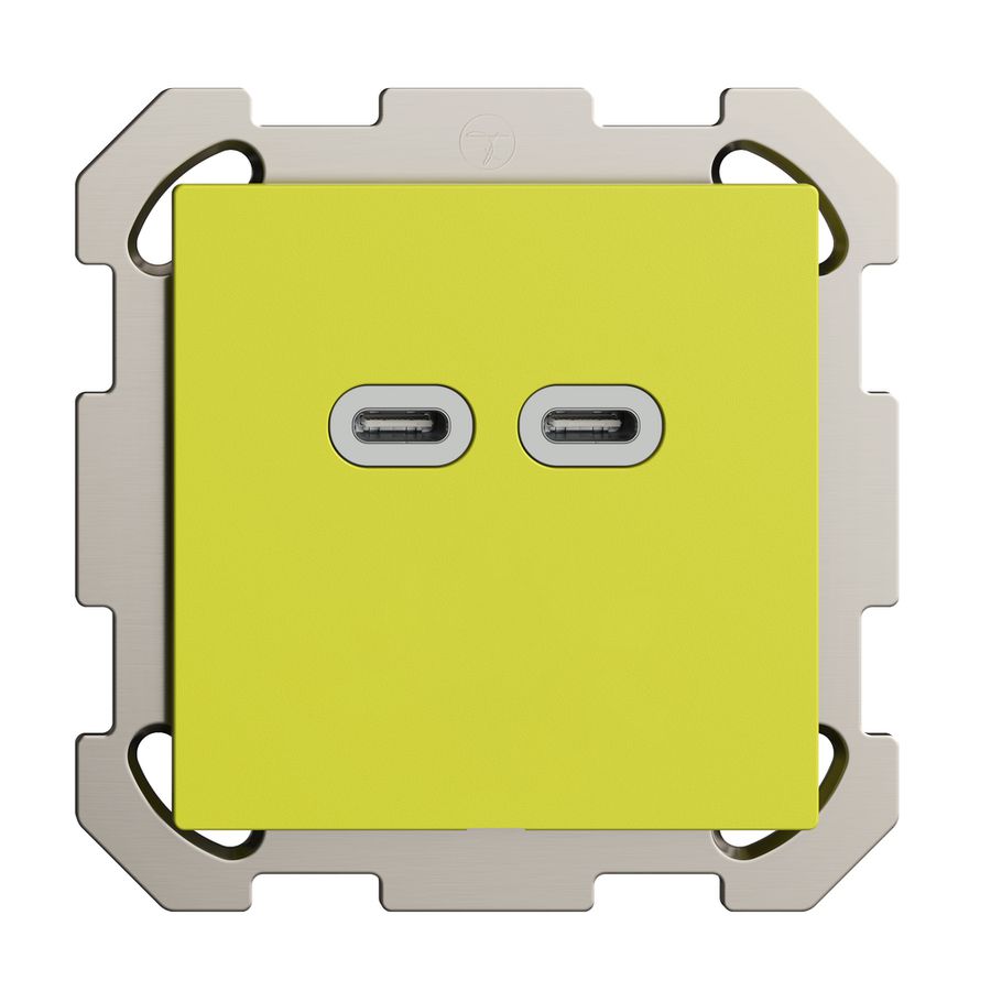 Prise ENC USB 18W 2×type C Feller EDIZIOdue FM 230V 3600mA lemon