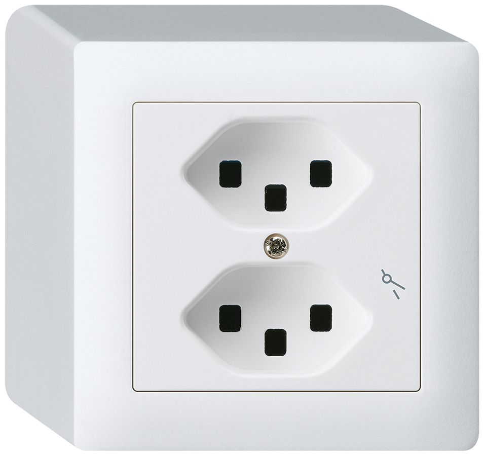 Prise AP Hager kallysto 2×T23 1×S Q blanc ultra