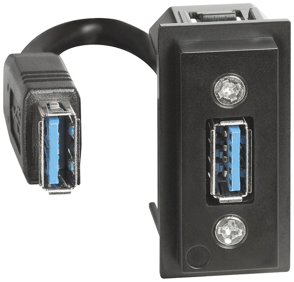 Adattatore USB tipo A Legrand Living Now diritto con cavo 22.5×45mm nero