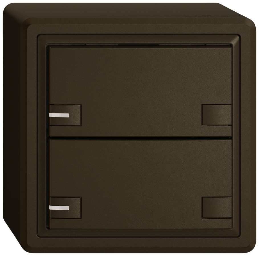 Poussoir universel AP EDIZIO.liv UNI SNAPFIX® a.LED RGB 2× comm.2T br