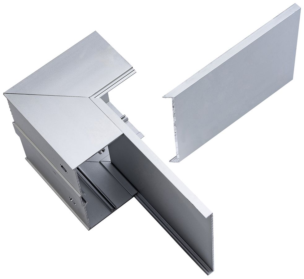 Angolo interno ELBRO per canale 110×60mm alluminio argento anodizzato