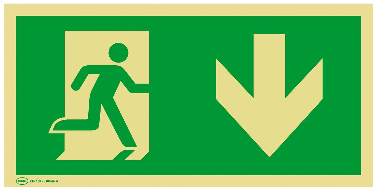 Panneau de signalisation de secours AWAG flèche vers le bas 300mm
