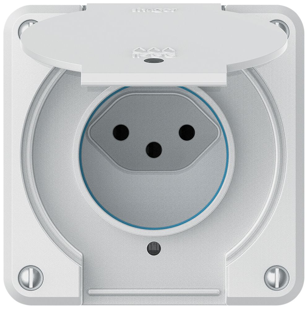 Prise ENC robusto 1×type 13 lumineux IP55 blanc