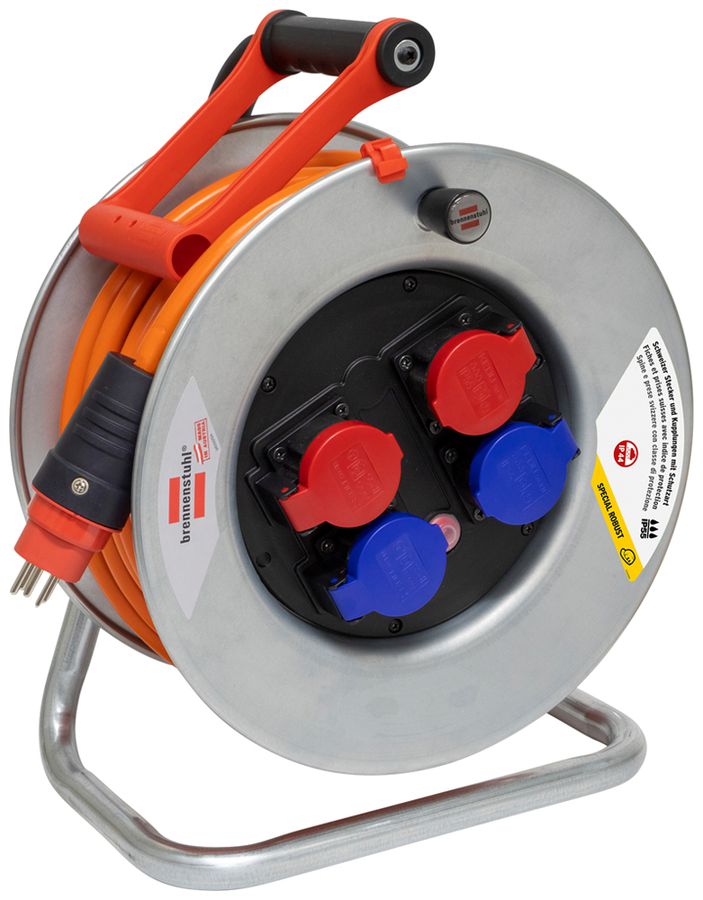 Enrouleur de câble Garant SK 320 Ø320mm 25m 5×1.5mm² 2×T13 2×T15 acier gris IP44