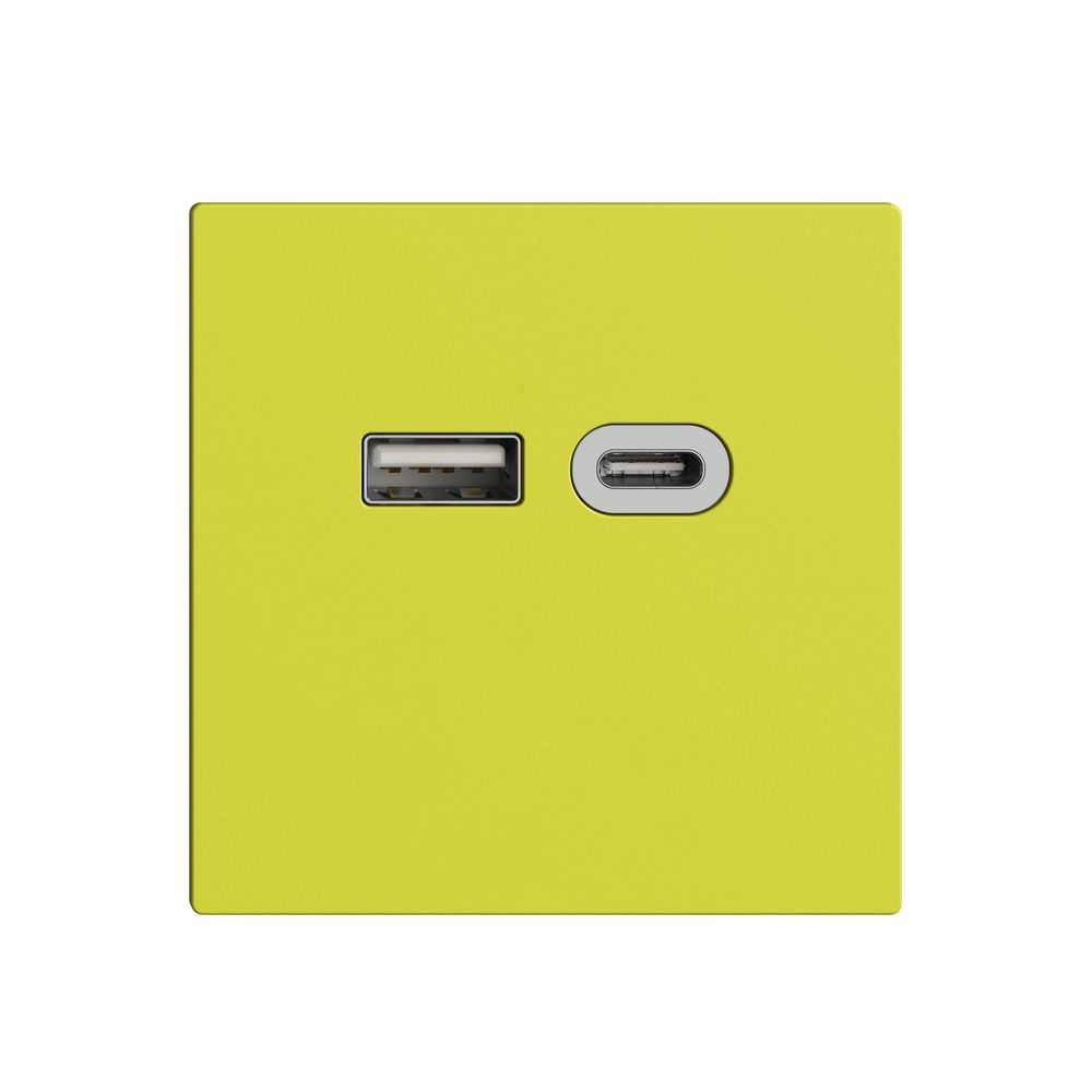 Prise USB 18W type A + type C Feller EDIZIOdue F 230V 3600mA lemon