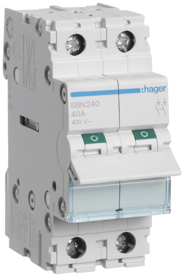 REG-Ausschalter Hager 40A 400V 2 Schliesser 0 Öffner 0 Wechsler 2TE