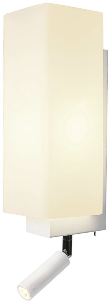 Wandleuchte SLV QUADRASS SPOT E27 40W mit LED-Leselicht 2W weiss