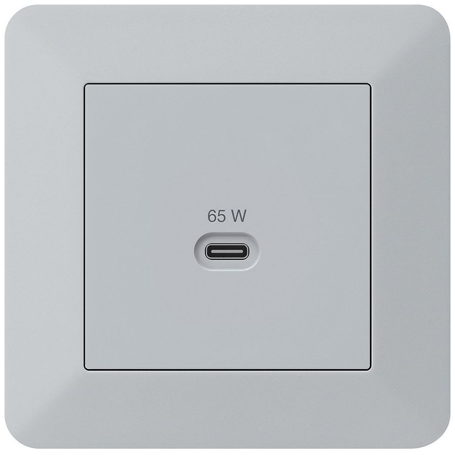 Prise de charge USB ENC Hager kallysto.trend type C 65W 3250mA gris clair