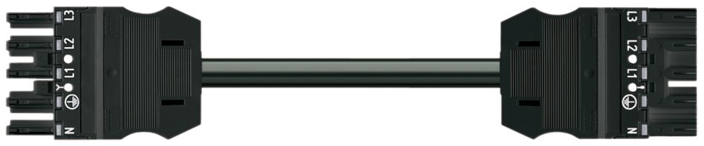 Verbindungsleitung MIDI 5×1.5mm² 16A 400V 3m Cod.A Buchse-Stecker schwarz Cca