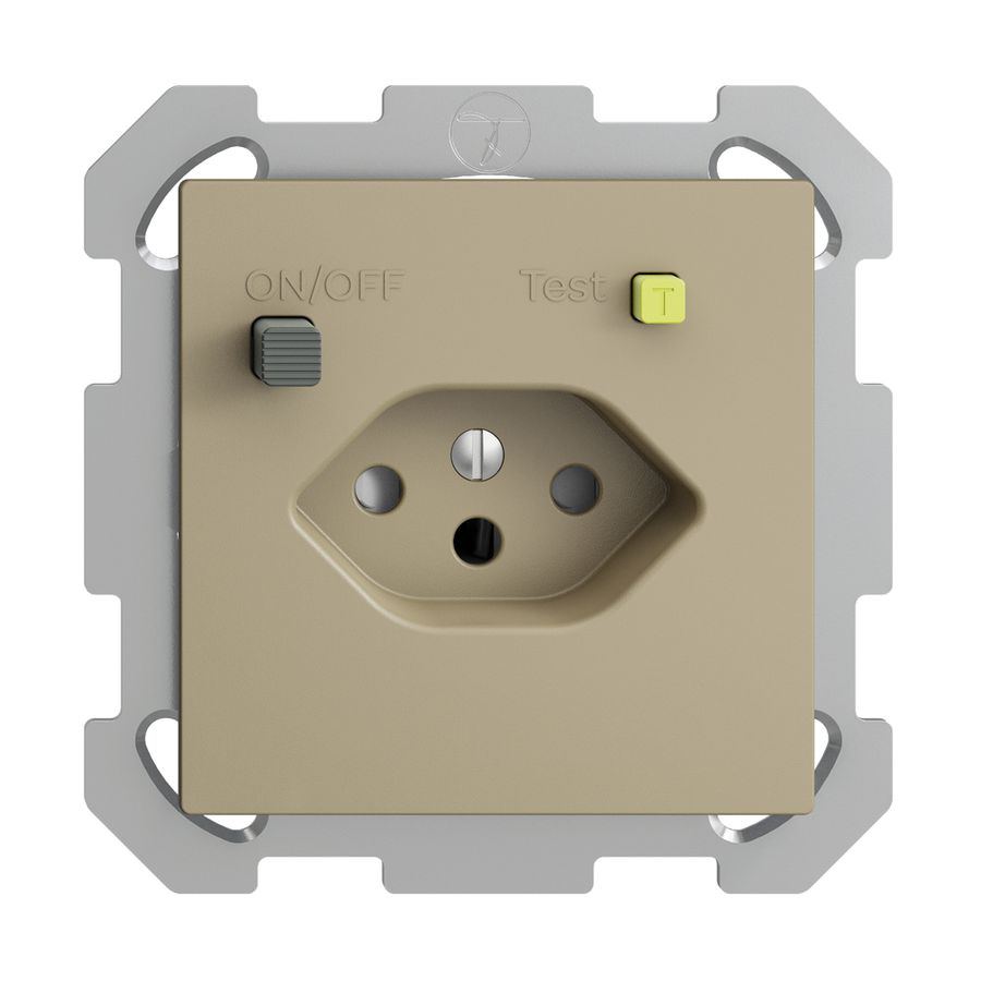 UP-Steckdose EDIZIOdue T13 FI 30mA FM, shutter, sand
