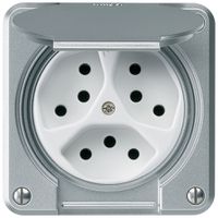 UP-Steckdose robusto 3×Typ 13/1 aluminium