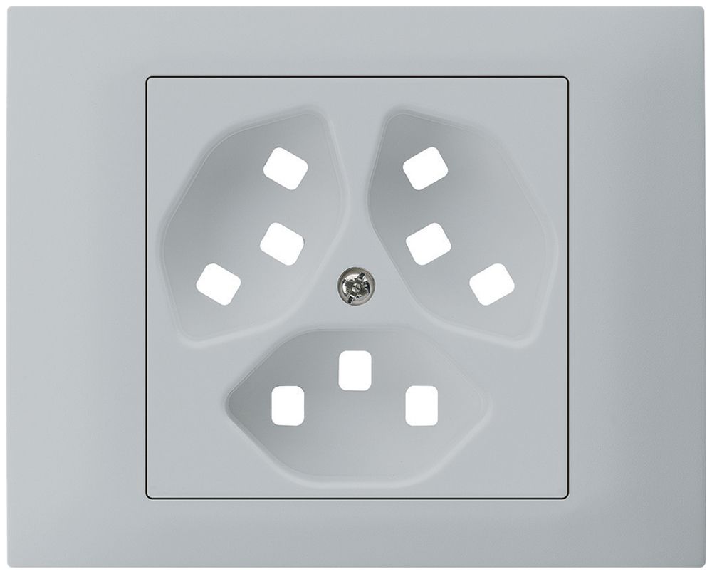 EB-Frontset kallysto f.Einbausteckdose G3 3×T23 Abdeckrahmen schraubbar hellgrau