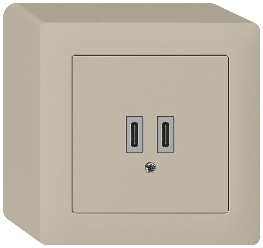 Prise de charge USB AP Hager kallysto C-C 20W 5V 86×86mm beige