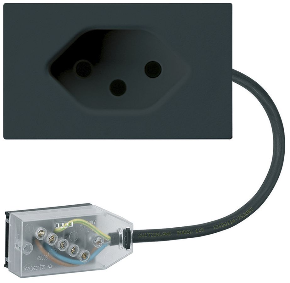 EB-Steckdose 1×Typ 13 Hager FLF für Flachkabel Technofil L2 schwarz