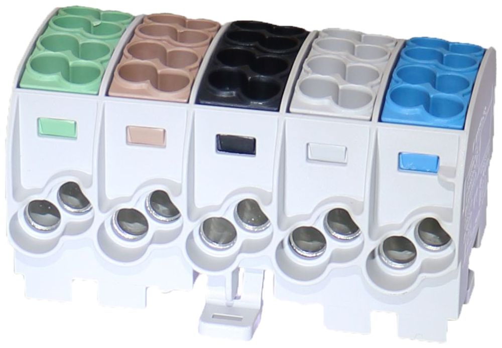 Verteilerblock Typ C 10×25/10×16mm² CU grau PE+3L+N