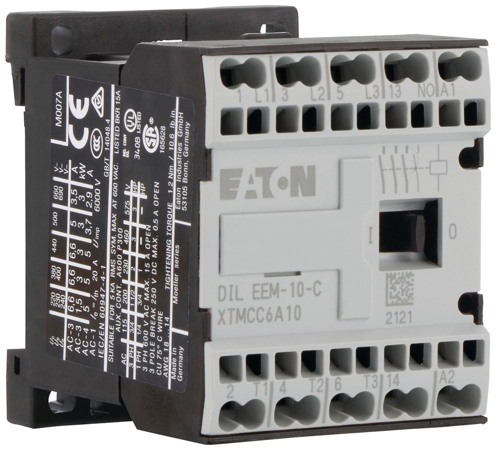 Leistungsschütz Eaton DILEEM-10-G-C 24V DC 3NO 22A 6.6A 3kW 24…690V