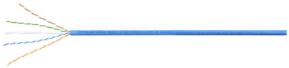 Câble informatique INFRALAN 500 U/UTP 4×2×0.57 LSZH 500MHz cat.6A, bleu, B2ca