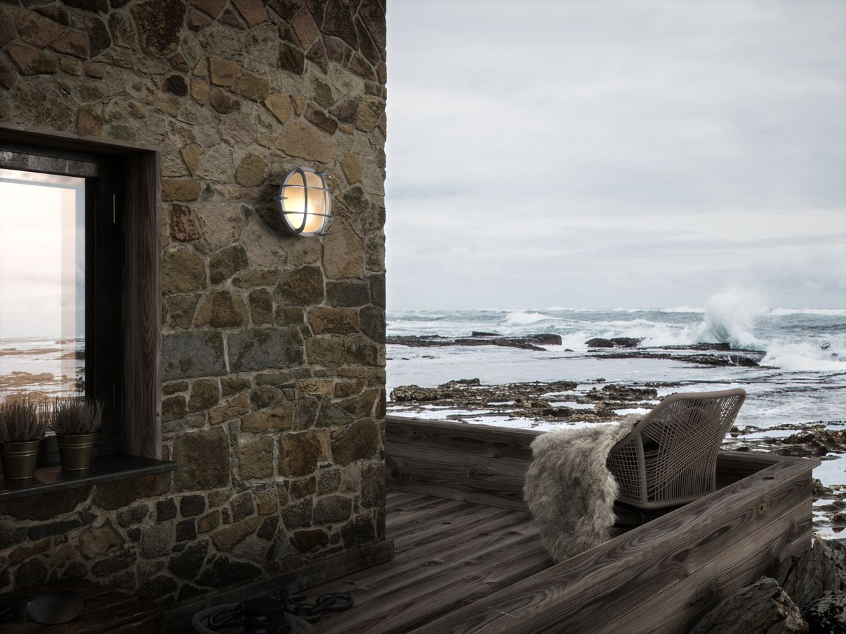 Plafonnier/applique Nordlux Polperro 1×E27 12.5W IP64 Ø195mm nickel