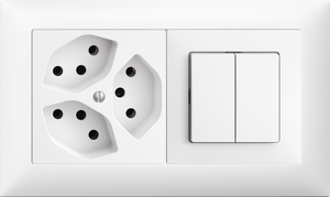UP-Kombination Edue 1x2, Steckdose 3×T13 + Schalter 1/3+3/1P  ws
