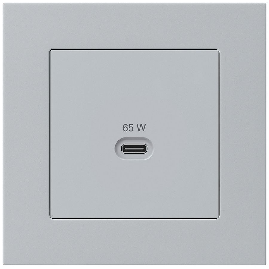 UP-USB-Ladesteckdose Hager kallysto.pro Typ C 65W 3250mA hellgrau