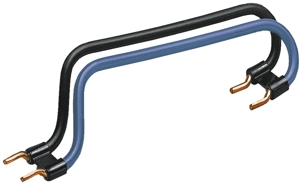 Barra di pontaggio Hager 2L 10mm² L/N distanza guida DIN 150mm nero/blu