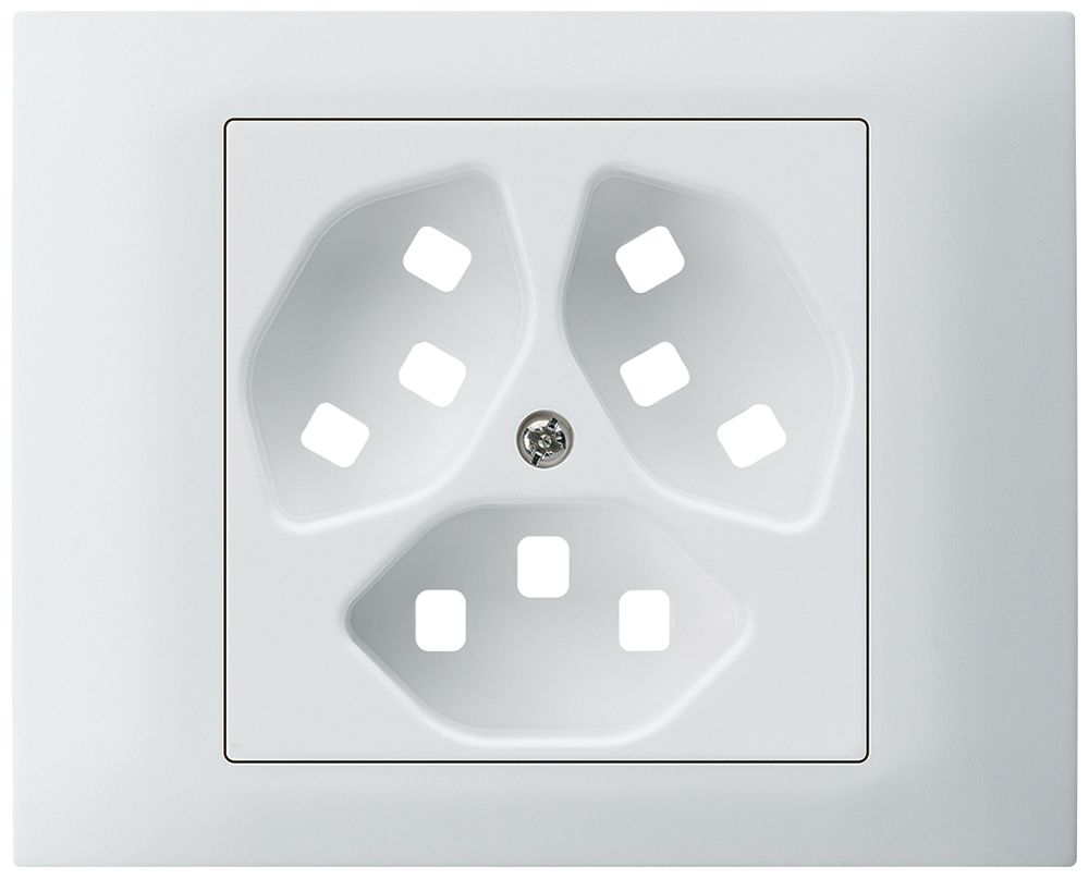 EB-Frontset Hager kallysto für Steckdose G3 3×Typ 23 Abdeckrahmen steckbar weiss