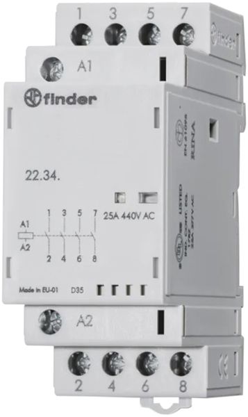 REG-Schütz Finder 22.32, 24VUC, 4S 25A/440VAC AgNi