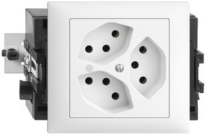 Presa INS EDIZIOdue 3×T13 bianco 53mm con LED verde