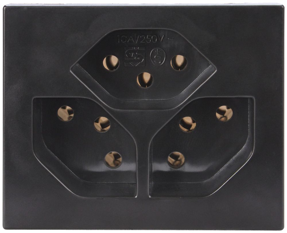 EB-Steckdose Steffen FLF 6/5, 3×T13 10A, halogenfrei, schwarz