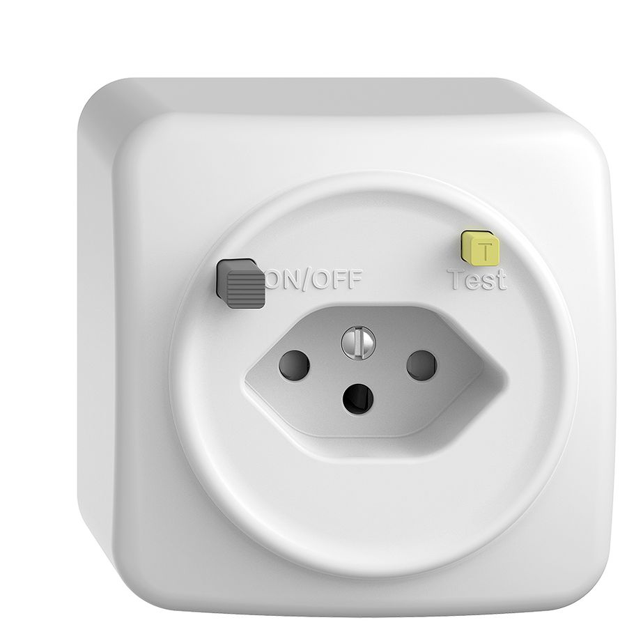 AP-Steckdose STANDARDdue T13 FI 30mA weiss, mit Shutter