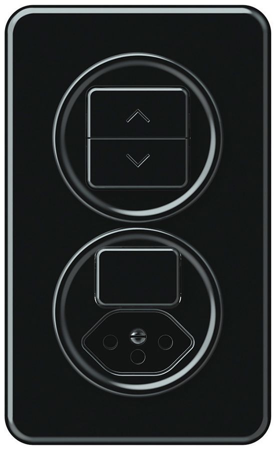 Combinazione INC origin interruttore per tapparelle + sch 3/1L+T13 88×148mm nero