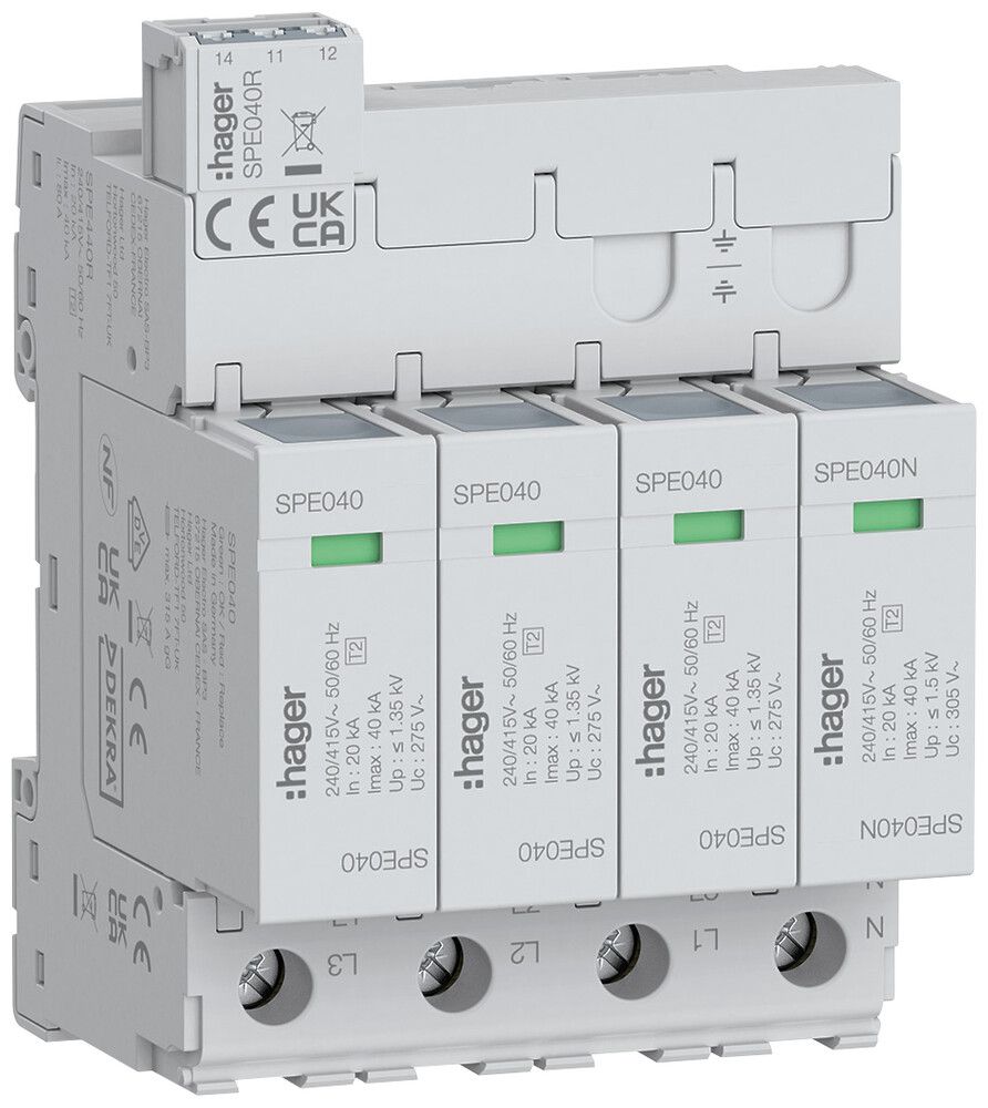 Überspannungsableiter SPD Typ 2 TN-S TT 4P 415V 315A 80A 50mm² 35mm² 4 TE