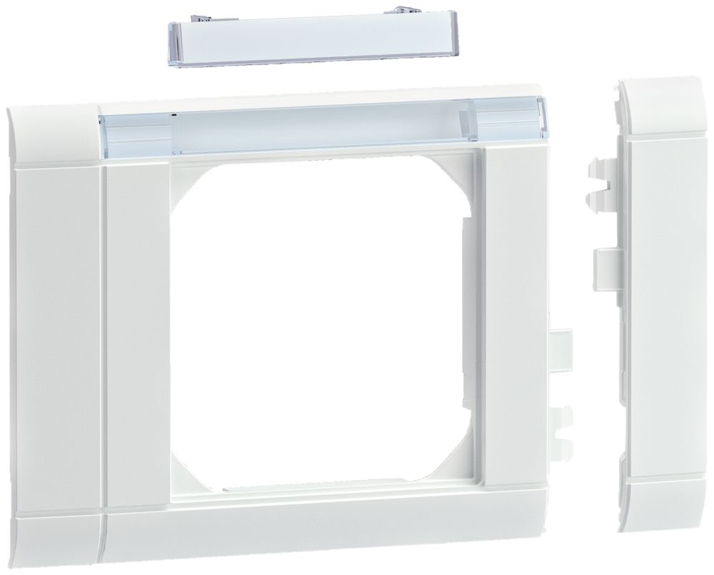 Rahmenblende Tehalit CH modular halogenfrei, 80mm, m.Beschriftungsfeld, weiss