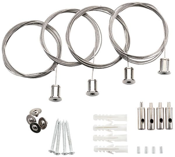 Kit de suspension à corde SG Sense Surface acier 2000mm argent 4 pcs