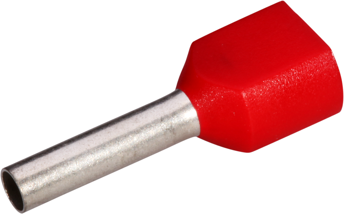 Zwillings-Aderendhülse isoliert 2×1mm²/12mm rot