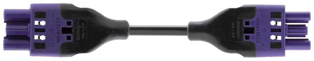 Verbindungsleitung Woertz 49343/C1 3×1.5mm² 250V 16A 8m vi Buchse-Stecker Cca