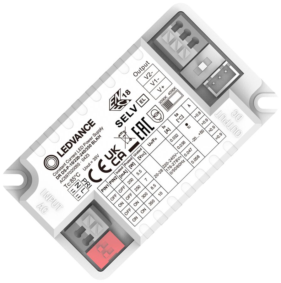 Alimentation LED LEDVANCE BULKHEAD 5.5…10W 20…28V 200…350mA ON/OFF 79×45×25mm
