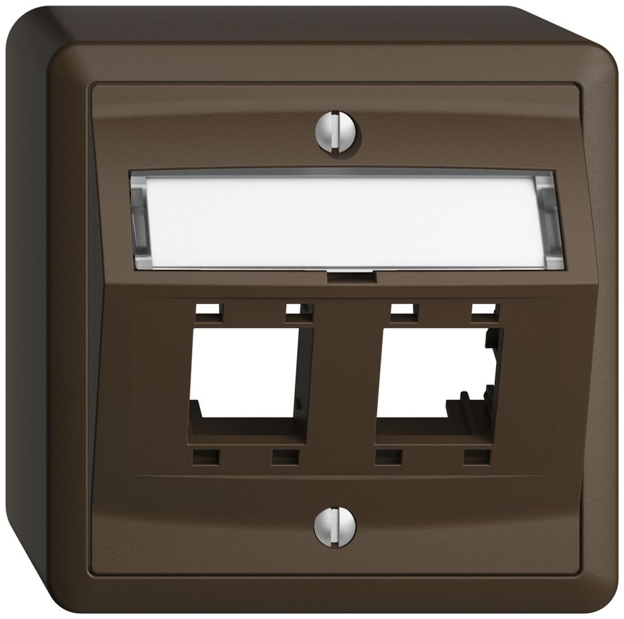 Kit de montage AP EDIZIOdue, avec capot de sortie oblique, pour 2×RJ45, coffee