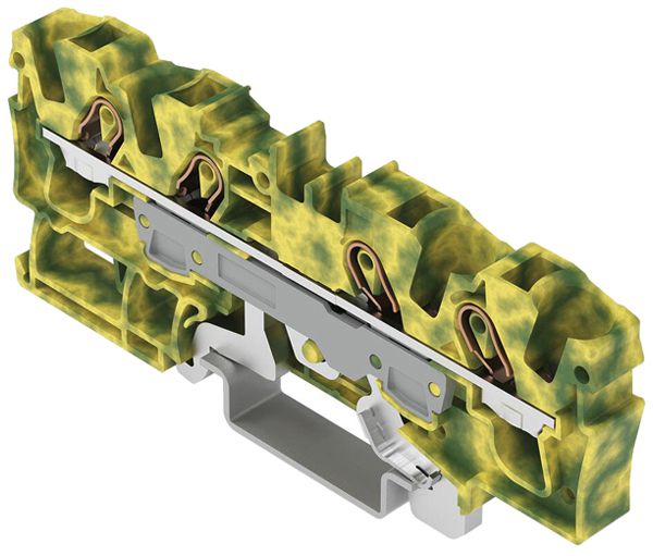 Borne de terre joignable WAGO TOPJOB S 6mm² Push-in 4×1 DIN35 vt/jn