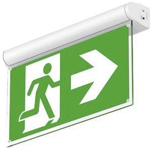 Lamp.d.segn.d'emergenza LED DOTLUX EXITflip 3W bat 8h as ap at parete/soffito