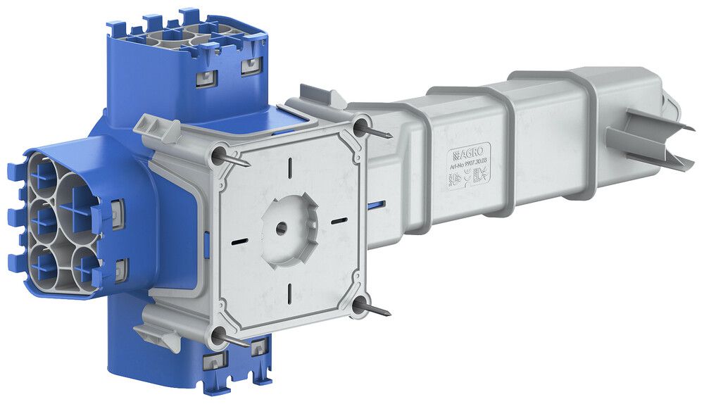 Scatola da incasso AGRO 115×115×380mm per tubi THFG con tunnel p.trasformatore