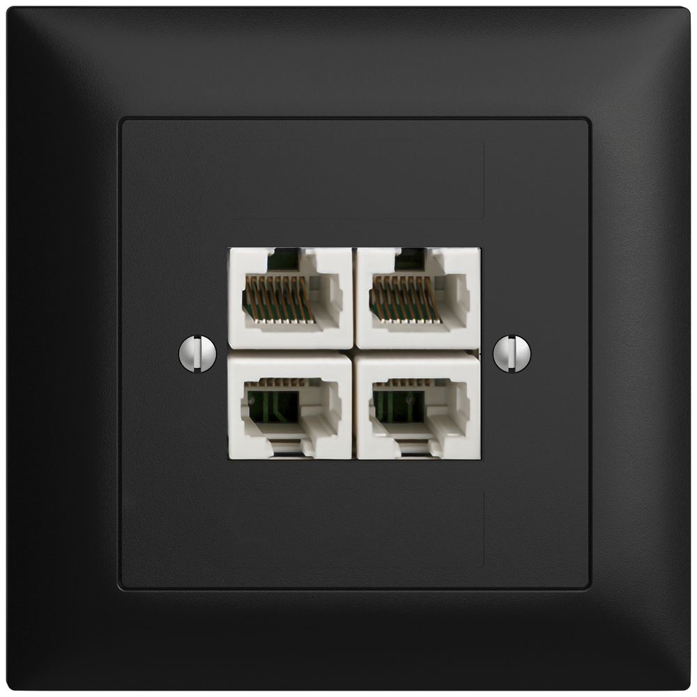 UP-Anschlussdose 4×RJ45/u 4P getr. EDIZIOdue schwarz ITplus