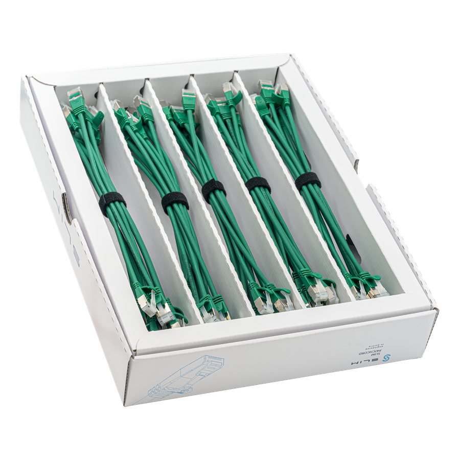 SLIM Câbles patch: 25cm, vert, 50-Pack Cat.6A, U/FTP, LSOH, jack non sécable