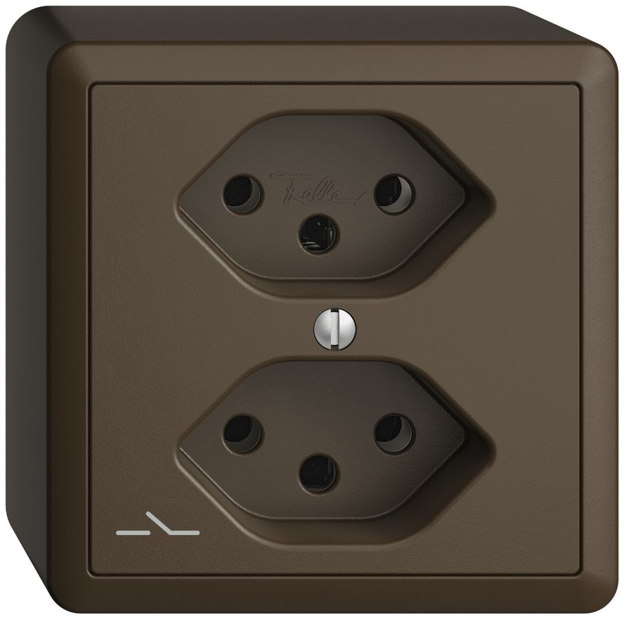 Prise AP EDIZIOdue 2×T13 coffee 1×S avec shutter