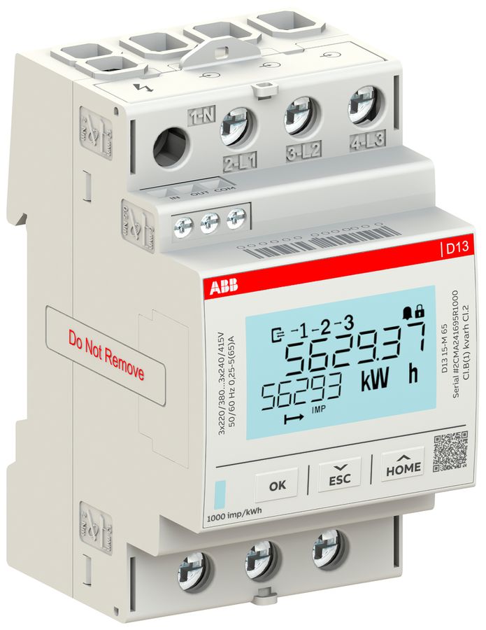 Compteur d'énergie AMD ABB D13 15-M 65 3LN 65A tarif double S0 3UM MID