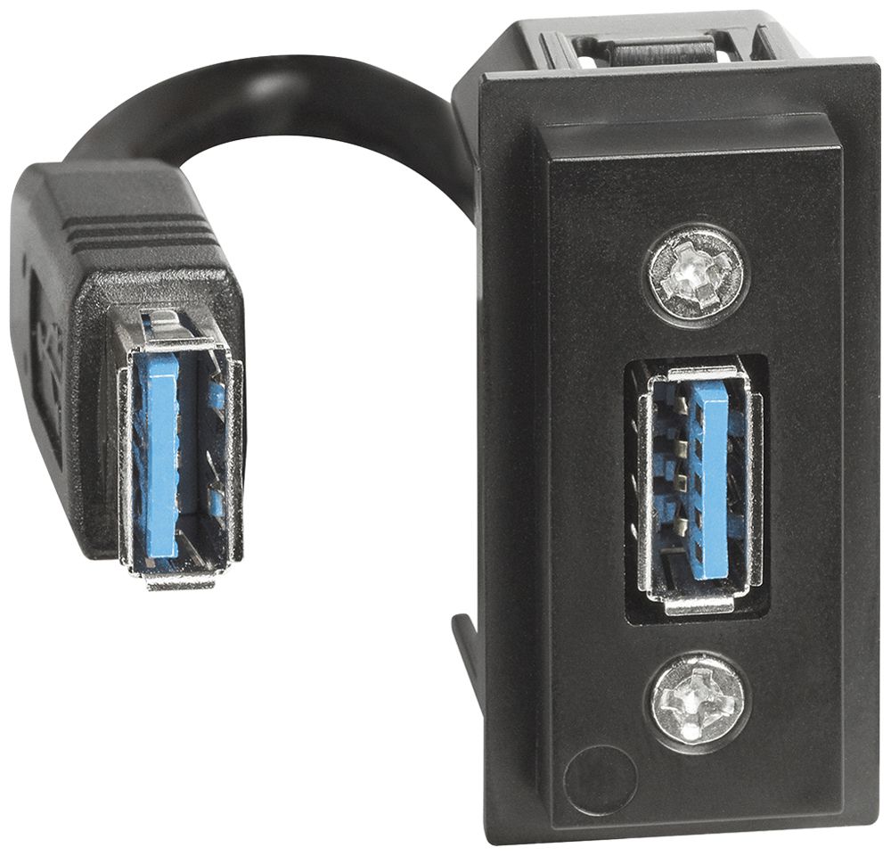 Adattatore USB tipo A Legrand Living Now diritto con cavo 22.5×45mm nero