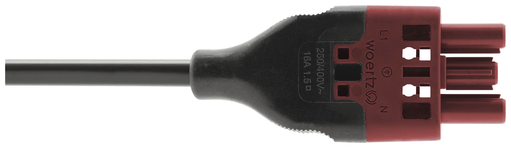 Anschlussleitung Woertz 49343/C4 3×1.5mm² 250V 16A 4m rt Buchse-frei Cca