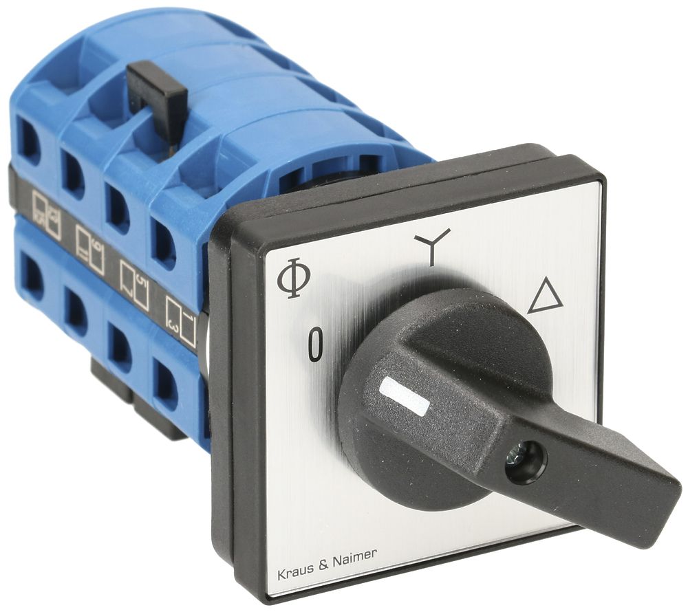 EB-Drehschalter K&N, 25A/690V 3L, Griff sz, 48×48mm, Ø 6mm, "0-Y-∆"