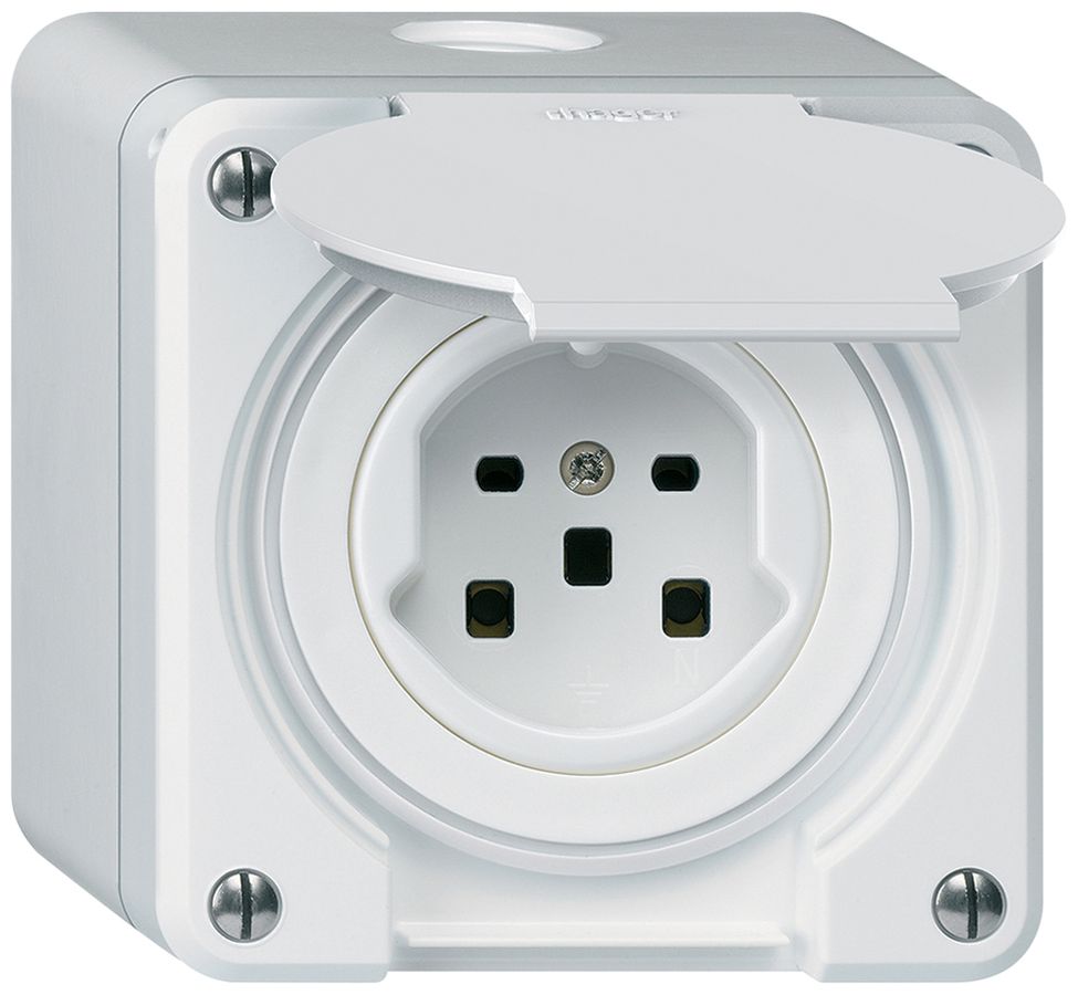 AP-Steckdose robusto Typ 25 weiss
