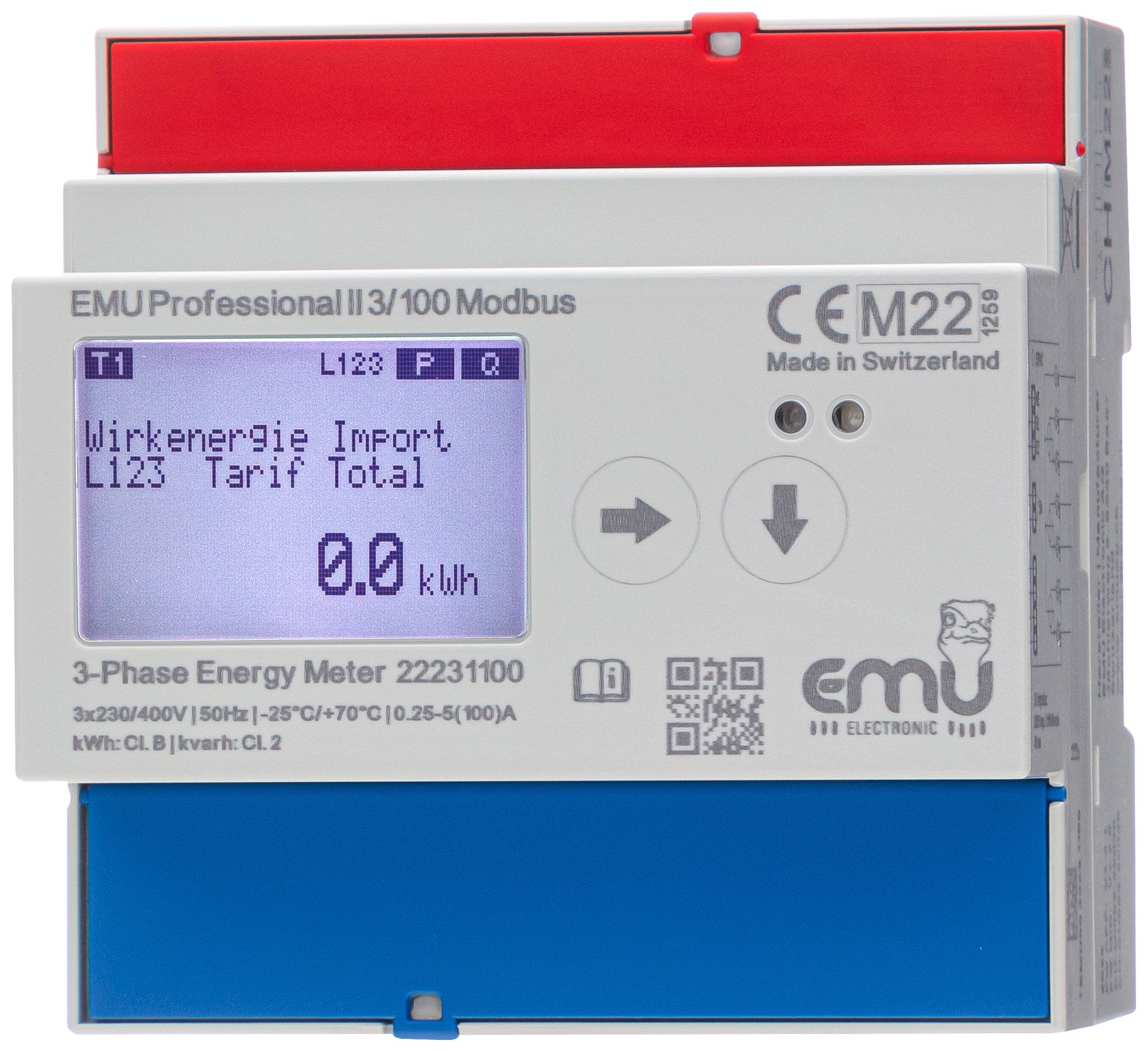 Compteur d'énergie AMD EMU Professional II 3×100A direct MID S0 Modbus RTU